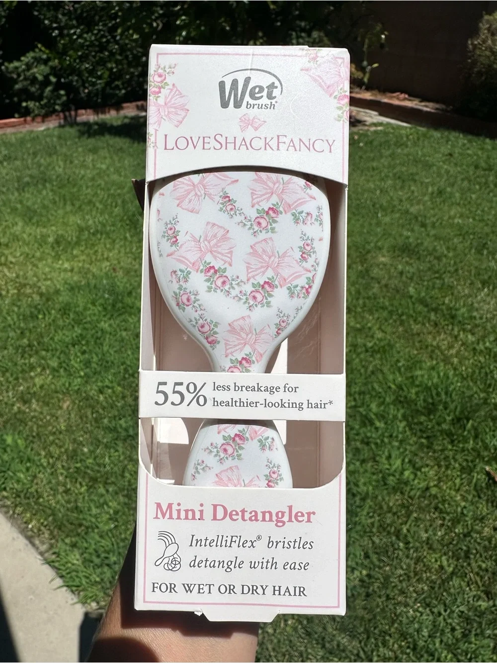 LoveShackFancy x Wet Brush in Rosa Beaux Mini Shine detangling hairbrush